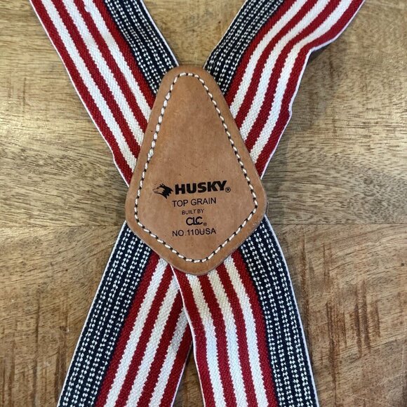 Flag Suspenders Husky CLC Top Grain Patriotic Braces American USA Convention - Picture 5 of 6